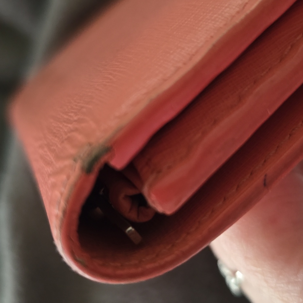 Balenciaga Long Flap Wallet. Coral Pink calfskin Leather. Euc - Picture 15 of 16